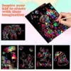 Rainbow Scratch Paper Crafts with Wooden Pencil for Kids DIY Gift